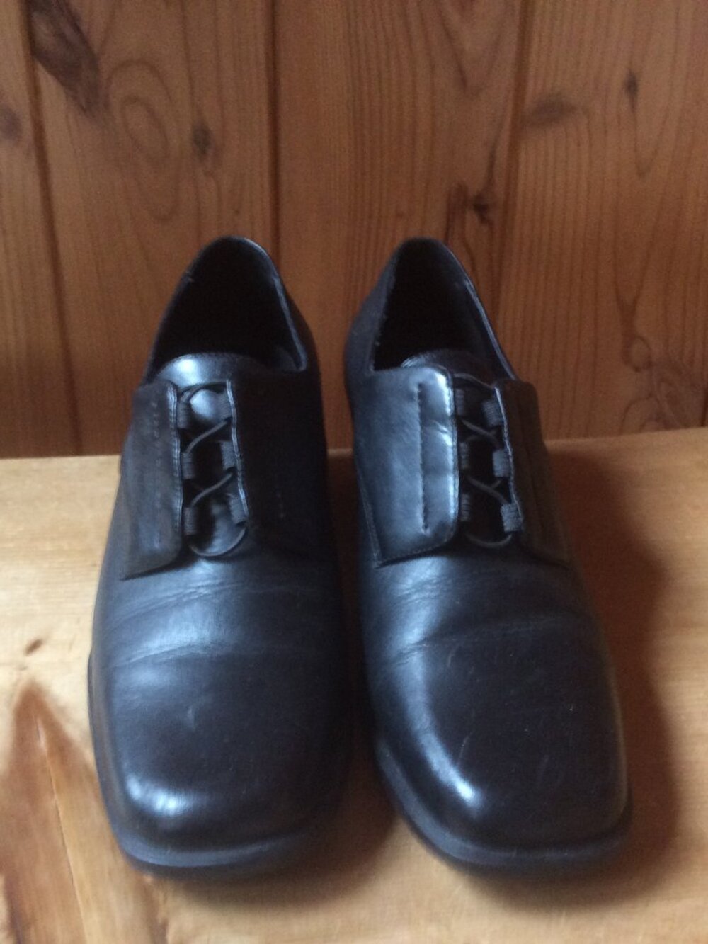 Aerosoles Black Leather Under Cover Block Heel Retro Academia Oxfords Size 7M